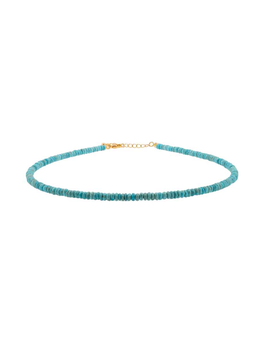 Health Green Turquoise Faceted Dainty Necklace with 925 sterling silver clasp, embodying vitality and balance.
