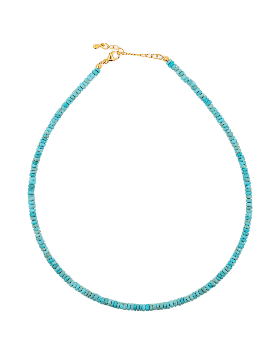 Health Green Turquoise Faceted Necklace with 925 sterling silver clasp, promoting well-being and healing.