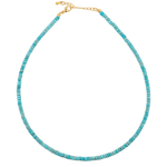 Health Green Turquoise Faceted Necklace with 925 sterling silver clasp, promoting well-being and healing.