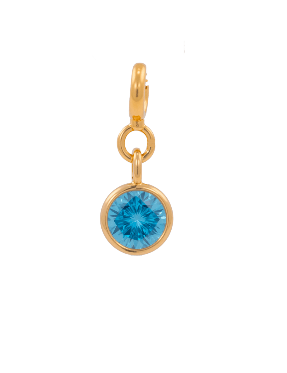 Health Light Blue Zircon Charm in 925 sterling silver with vibrant blue zircon, symbolizing vitality and energy.