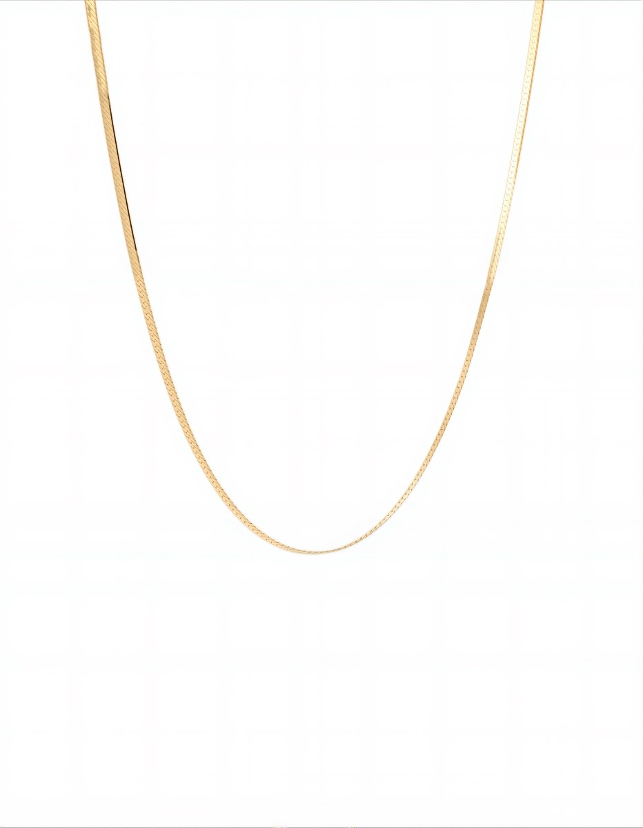 BEAMMORE 2.0mm Herringbone Chain Necklace in 18K Gold-Plated 925 Sterling Silver – Fine Jewelry