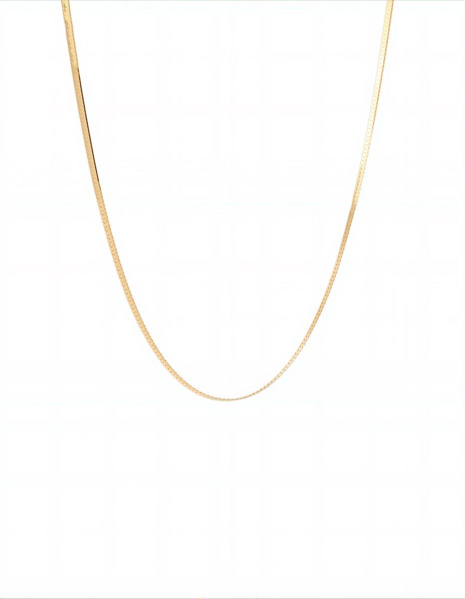 BEAMMORE 2.0mm Herringbone Chain Necklace in 18K Gold-Plated 925 Sterling Silver – Fine Jewelry