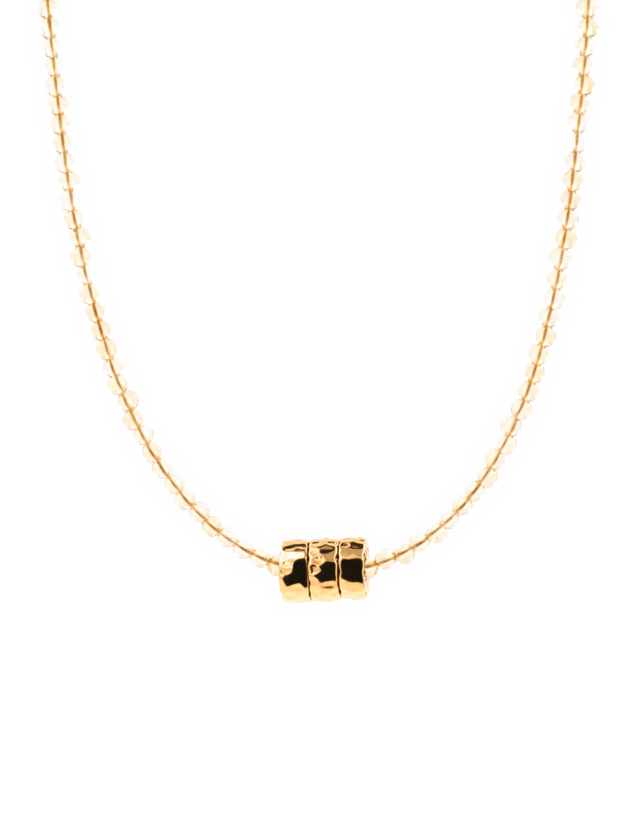 Joyful citrine dainty necklace featuring gold-plated S925 sterling silver nuggets and clasp.