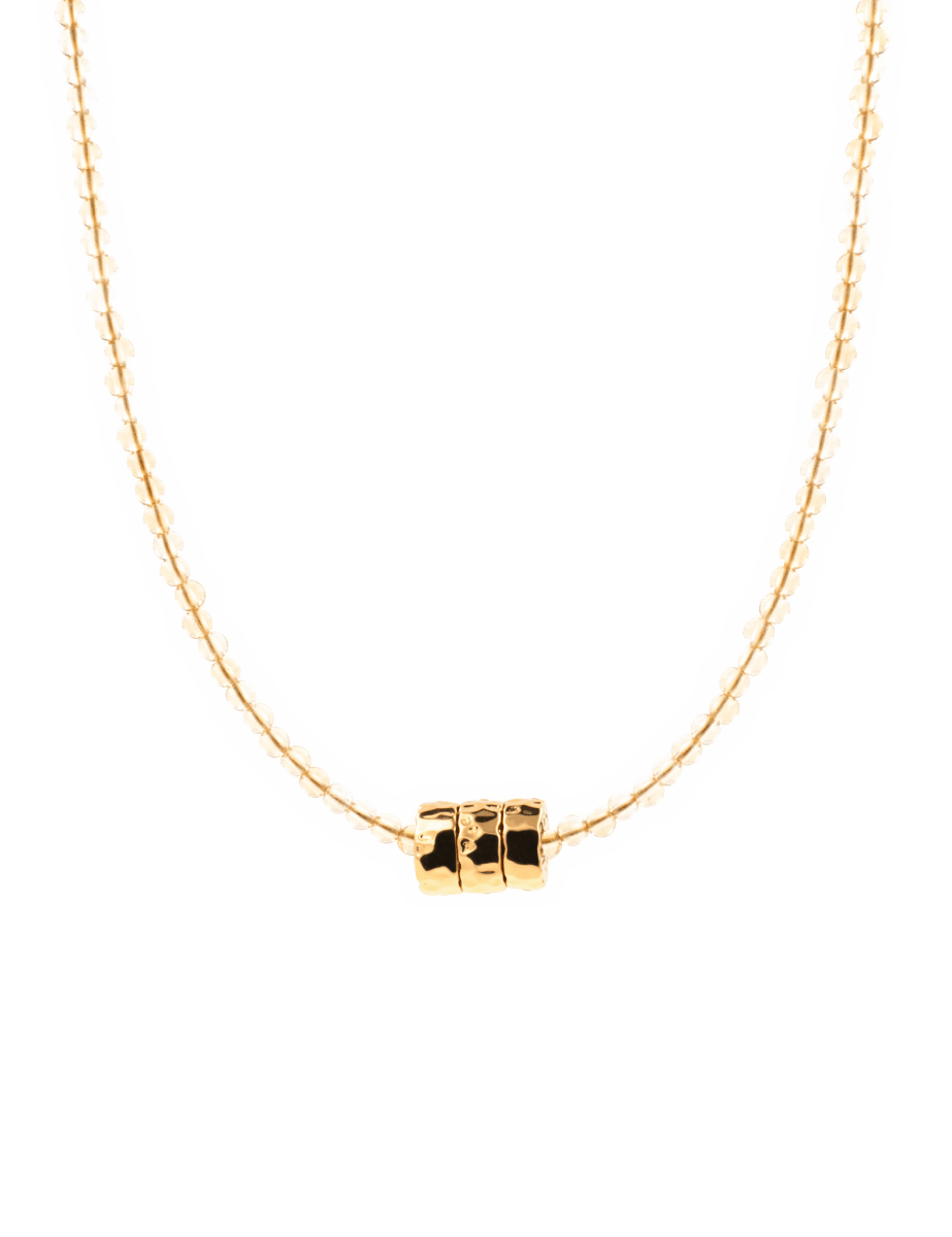 Joyful citrine dainty necklace featuring gold-plated S925 sterling silver nuggets and clasp.