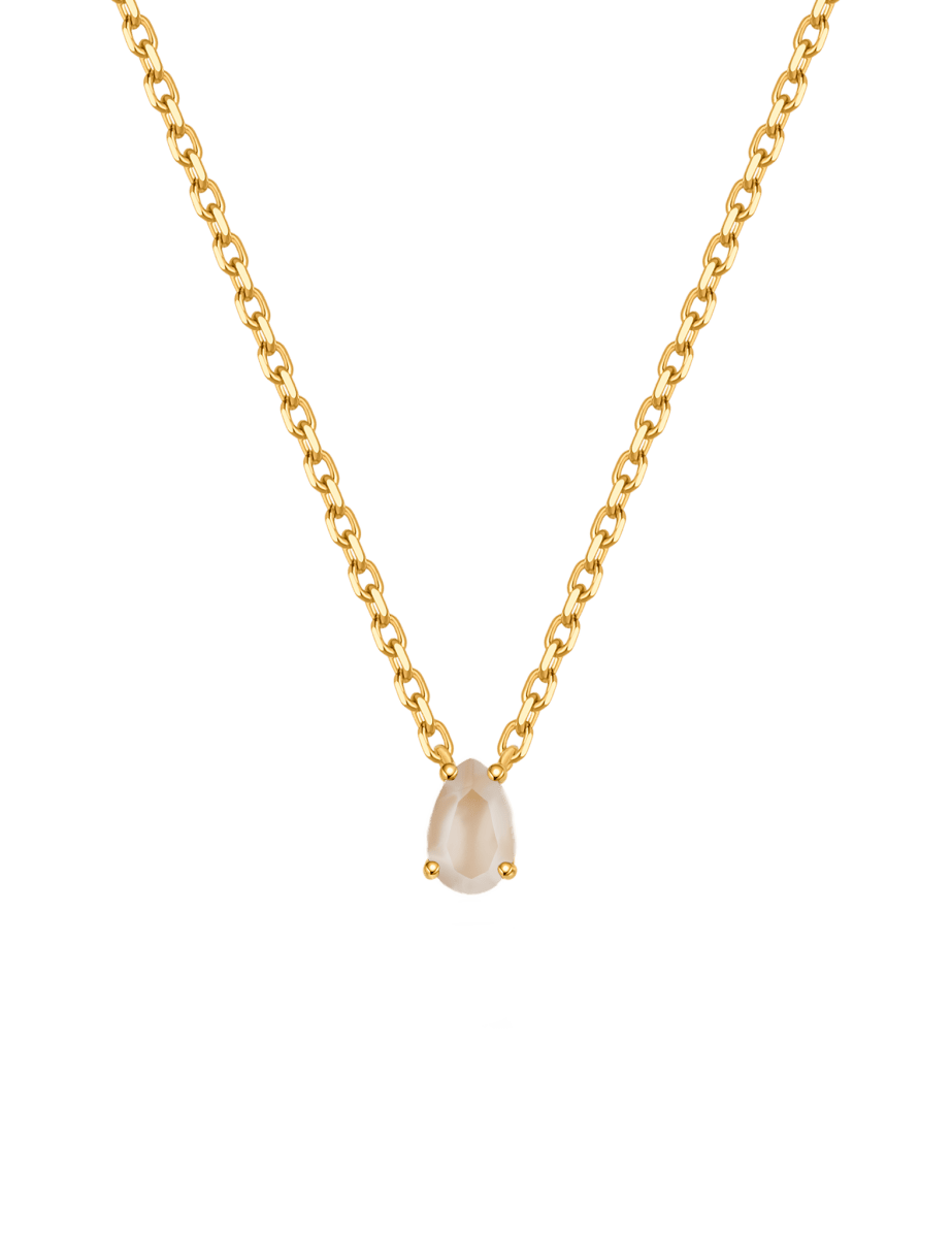 June Moonstone Birthstone Necklace with pear-cut moonstone in gold-plated sterling silver for elegance and harmony.