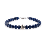 Lapis lazuli bracelet with sterling silver zodiac bead, handcrafted men's jewelry, 6mm bead size.