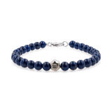 Lapis Lazuli bracelet with sterling silver zodiac spacer beads for men, featuring 6mm beads and handcrafted design.