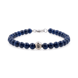 Lapis Lazuli bracelet for men with 6mm beads and sterling silver zodiac spacer, enhancing intuition and communication.