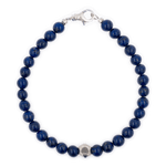 Lapis lazuli bracelet with sterling silver zodiac beads, featuring 6mm beads for men, handcrafted elegance.
