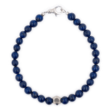 Lapis lazuli bracelet with sterling silver zodiac beads, featuring 6mm beads for men, handcrafted elegance.
