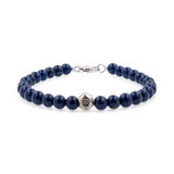 Lapis lazuli bracelet with sterling silver zodiac spacer beads for men, handcrafted 6mm bead size.