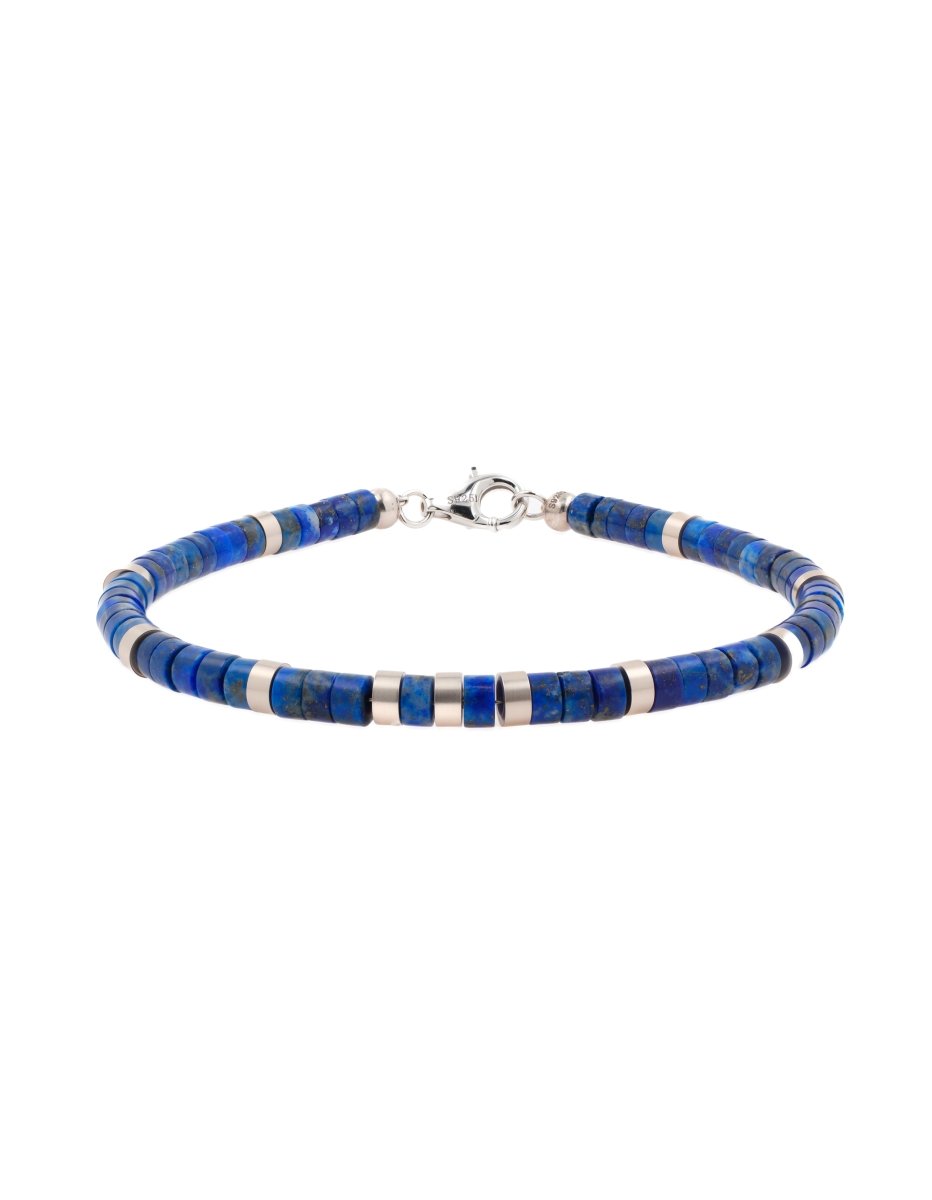 BEAMMORE Lapis Lazuli Faceted 4×2mm Bracelet for Men – Men’s Gemstone Jewelry