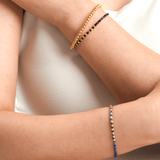 Lapis Lazuli Faceted Dainty Bracelet with Gold-Plated S925 Bead (2×2mm)