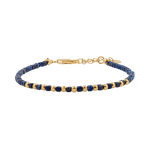 Lapis lazuli faceted dainty bracelet with gold-plated S925 beads, perfect for spiritual clarity and self-expression.