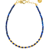Lapis Lazuli Faceted Dainty Bracelet with Gold-Plated S925 Bead (2×2mm)
