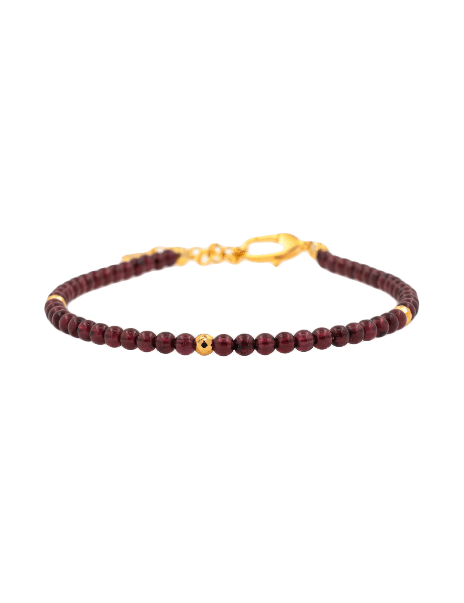 Love Garnet dainty bracelet with silver spacer beads and clasp, promoting love and emotional healing.