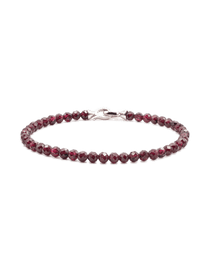 Love Garnet 4mm faceted bracelet for men, featuring a sterling silver clasp for a stylish touch.