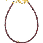 Love garnet dainty bracelet with lapis lazuli charm, 925 sterling silver clasp, 2x2mm beads.