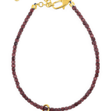 Love garnet dainty bracelet with lapis lazuli charm, 925 sterling silver clasp, 2x2mm beads.