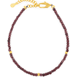 Love Garnet bracelet featuring faceted beads, silver spacer beads, and a durable clasp.