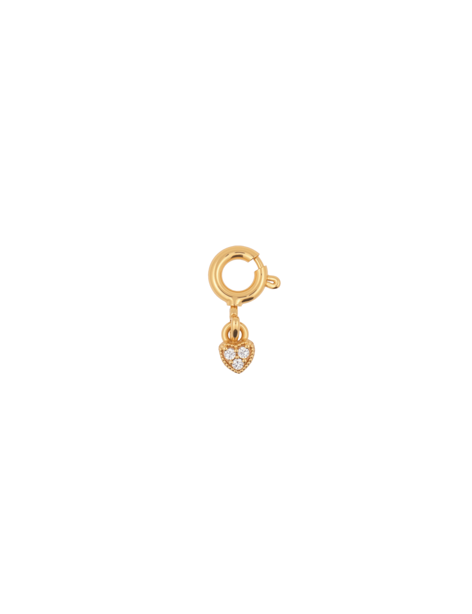 Elegant gold heart charm with sparkling accents, symbolizing love, affection, and emotional connection.