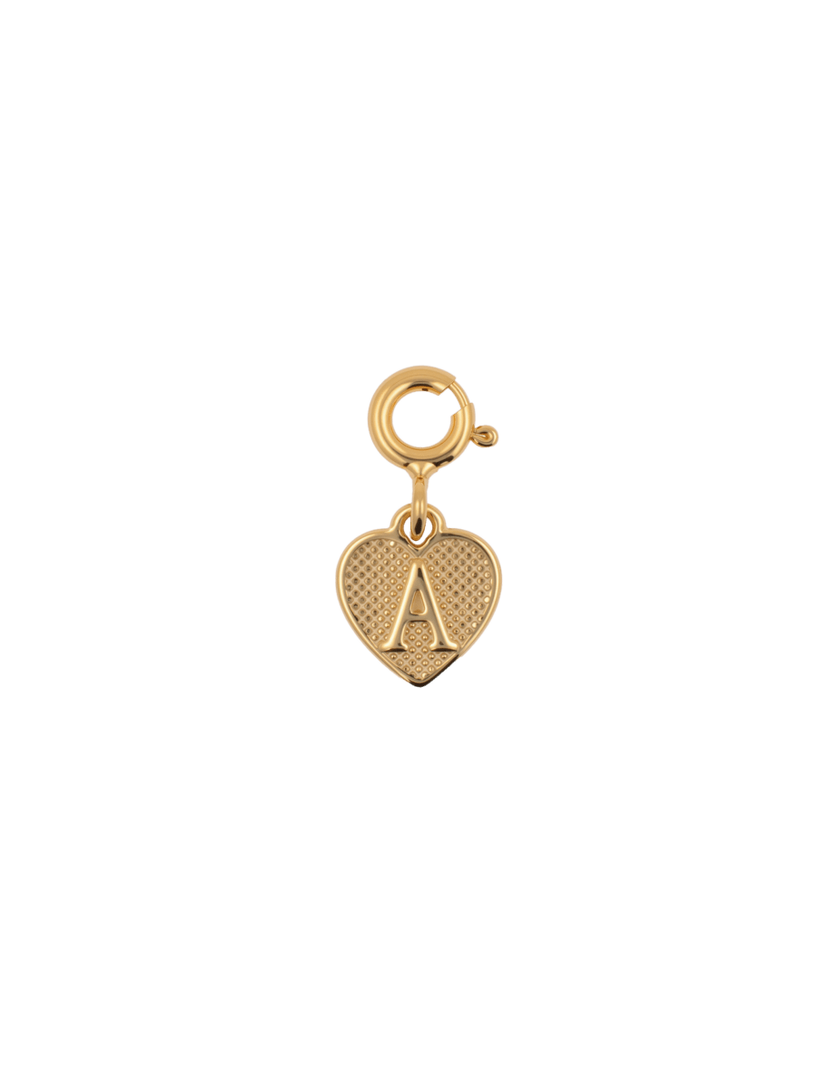 Gold heart pendant charm with initial 'A', perfect for expressing love and personal connections.