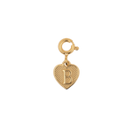 Gold heart charm pendant with letter B, perfect for personalizing jewelry and symbolizing love and connections.