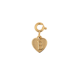 Gold heart charm pendant with letter B, perfect for personalizing jewelry and symbolizing love and connections.