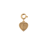 Elegantly designed gold heart charm with a 'C' letter detail, symbolizing love and personal connections.