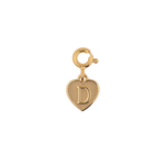 Gold heart charm with letter 'D', symbolizing love and personalized connections.