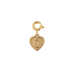 Gold heart charm with engraved letter 'G', symbolizing love and personal connections.