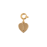 Gold heart pendant charm with the letter 'I', symbolizing love and cherished connections.