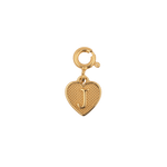 Gold heart charm with letter 'J', representing love and personal connections in an elegant design.