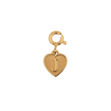 Gold heart charm with letter 'J', representing love and personal connections in an elegant design.