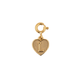 Gold heart charm pendant with letter 'L' for personalized jewelry and cherished memories.