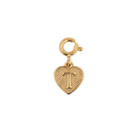 Gold heart charm with letter 'T', crafted in elegant design for personal expression and cherished memories.