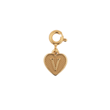 Gold heart charm with a 'V' initial, symbolizing love and personal connection, perfect for adding a personal touch to jewelry.
