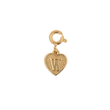Gold heart charm with letter 'W', symbolizing love and personal connections.