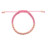 Love Pink Italian Macramé Bracelet with Gold-Plated Beads (0.5+ Micron)