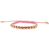 Love Pink Italian Macramé Bracelet with Gold-Plated Beads (0.5+ Micron)