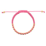 Love Pink Italian Macramé Bracelet with Gold-Plated Beads (0.5+ Micron)