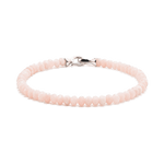 Delicate Love Pink Opal bracelet with faceted 3x4mm beads and a 925 sterling silver clasp, symbolizing love and emotional healing.