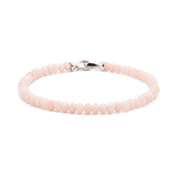 Delicate Love Pink Opal bracelet with faceted 3x4mm beads and a 925 sterling silver clasp, symbolizing love and emotional healing.