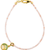 Love Pink Opal bracelet with Ksitigarbha charm, 925 sterling silver clasp, emotional healing, and spiritual growth.
