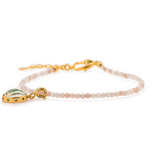 Love Pink Opal Dainty Bracelet with Ksitigarbha Charm, featuring 925 sterling silver clasp, for emotional healing and balance.