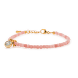 Love Pink Opal faceted bracelet with Clear Zircon charm in a stylish design, promoting self-love and emotional healing.