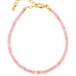 Love Pink Opal faceted bracelet with gold clasp, featuring soothing pink stones and a protective touch.