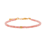 Love Pink Opal faceted bracelet with gold accent, promoting emotional healing and self-love.