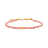 Love Pink Opal faceted bracelet with gold accent, promoting emotional healing and self-love.