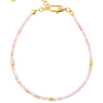 Love Pink Opal faceted bracelet with gold clasp and silver spacer beads for emotional healing and love.